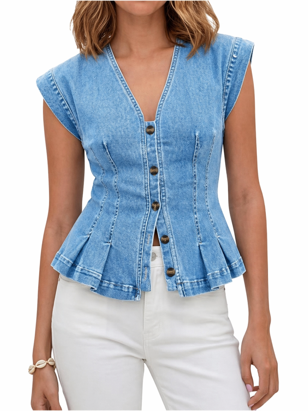 Viera | V-Neck Denim Top
