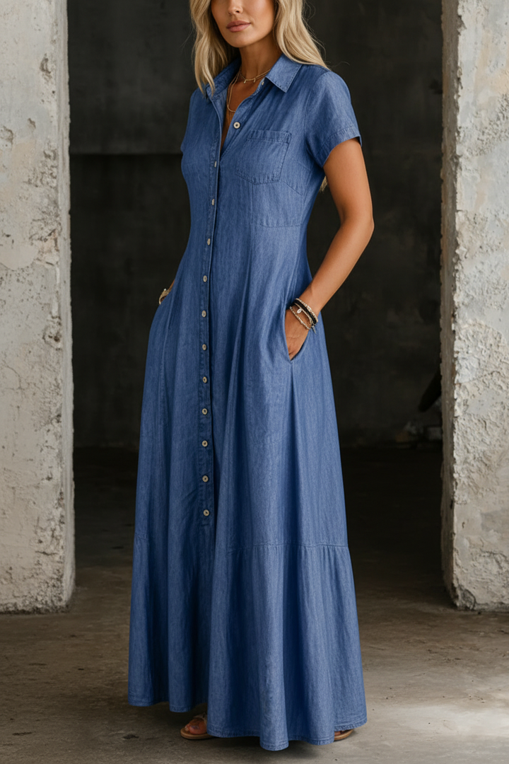 Eliza | Long Denim Dress