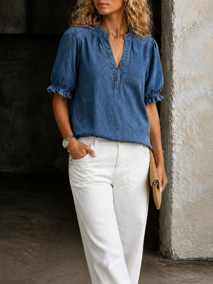 Ashley | Vintage V-Neck Denim Essential