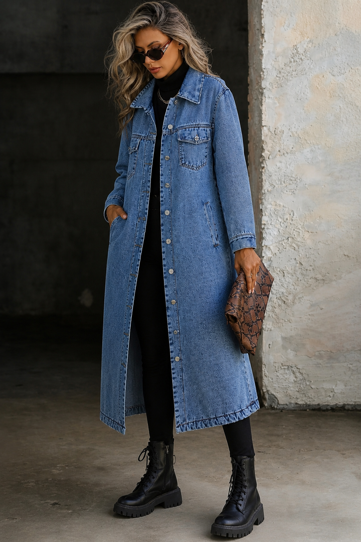 Maya | Stylish Long Denim Jacket