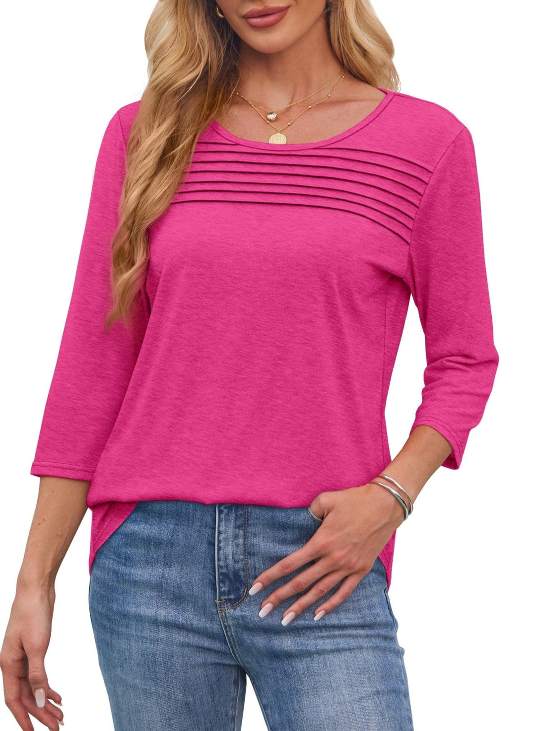 Mona | Pleated 3/4 Sleeve Top