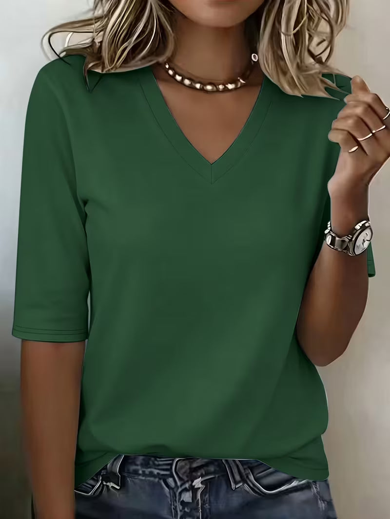 Olivia |  Plus Size Comfort Coverage Tee V-neck