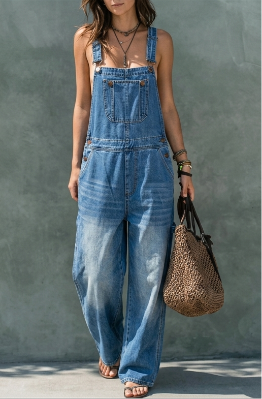 Harper | Elastic Waist Denim Jumpsuit