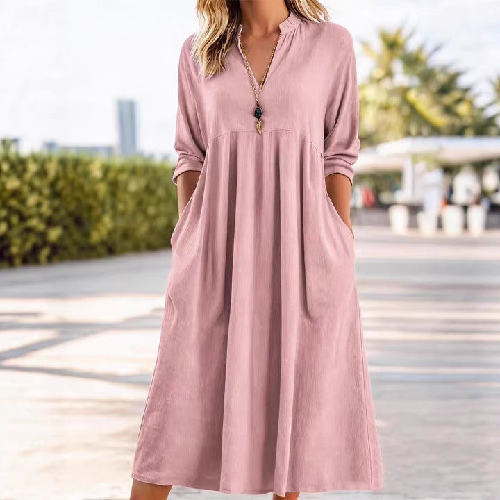 Amber | Elegant Midi Dress with Pockets