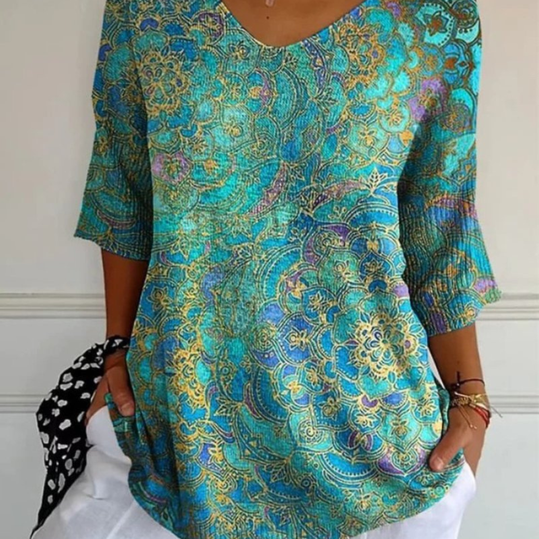Vicky | Women's Retro Art Print Casual Pullover Knit