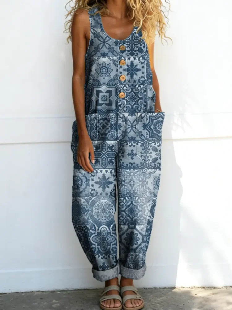 Women's Casual Denim-Look Jumpsuit