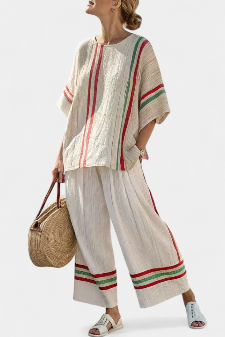 Truvane | Comfortable Boho Print Blouse & Loose-Fit Pants