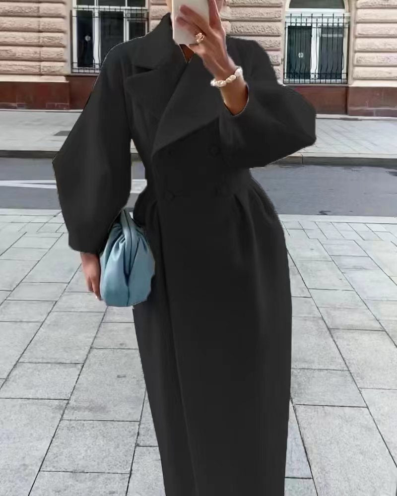 Eva | Elegant Long Women's Trench Coat with Notch Collar