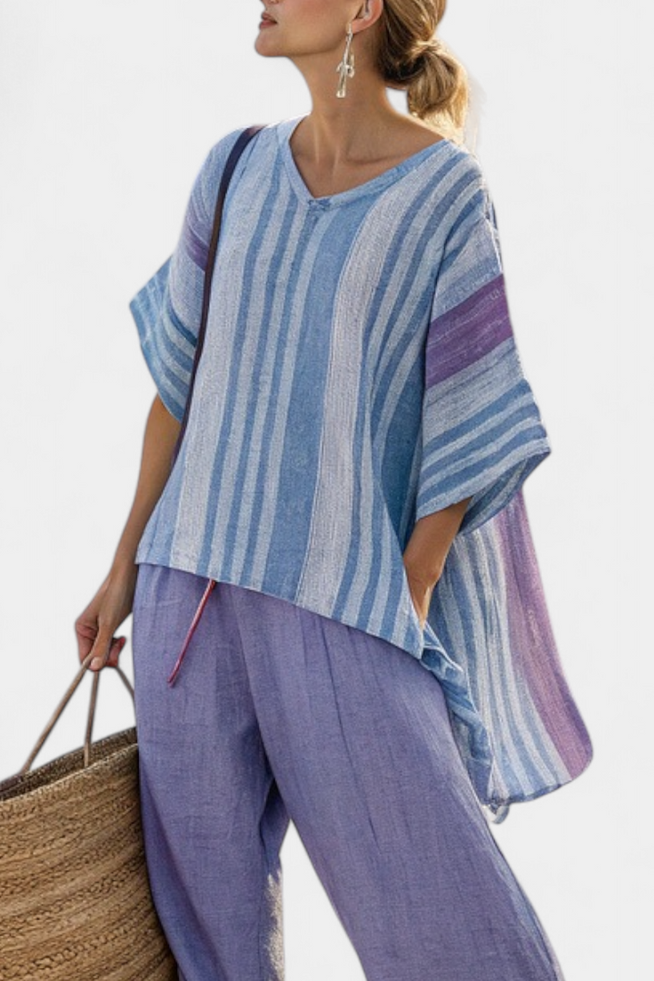 Zellora | Elegant Lavender & Sky Blue Top & Pants