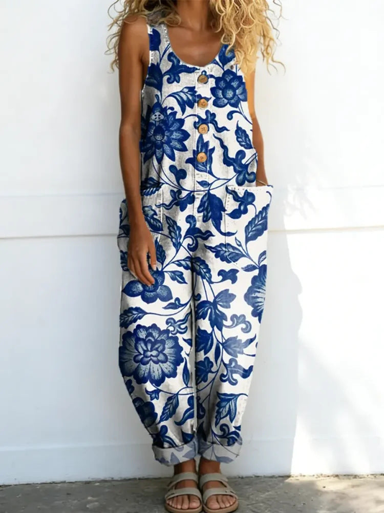 Women's Casual Denim-Look Jumpsuit