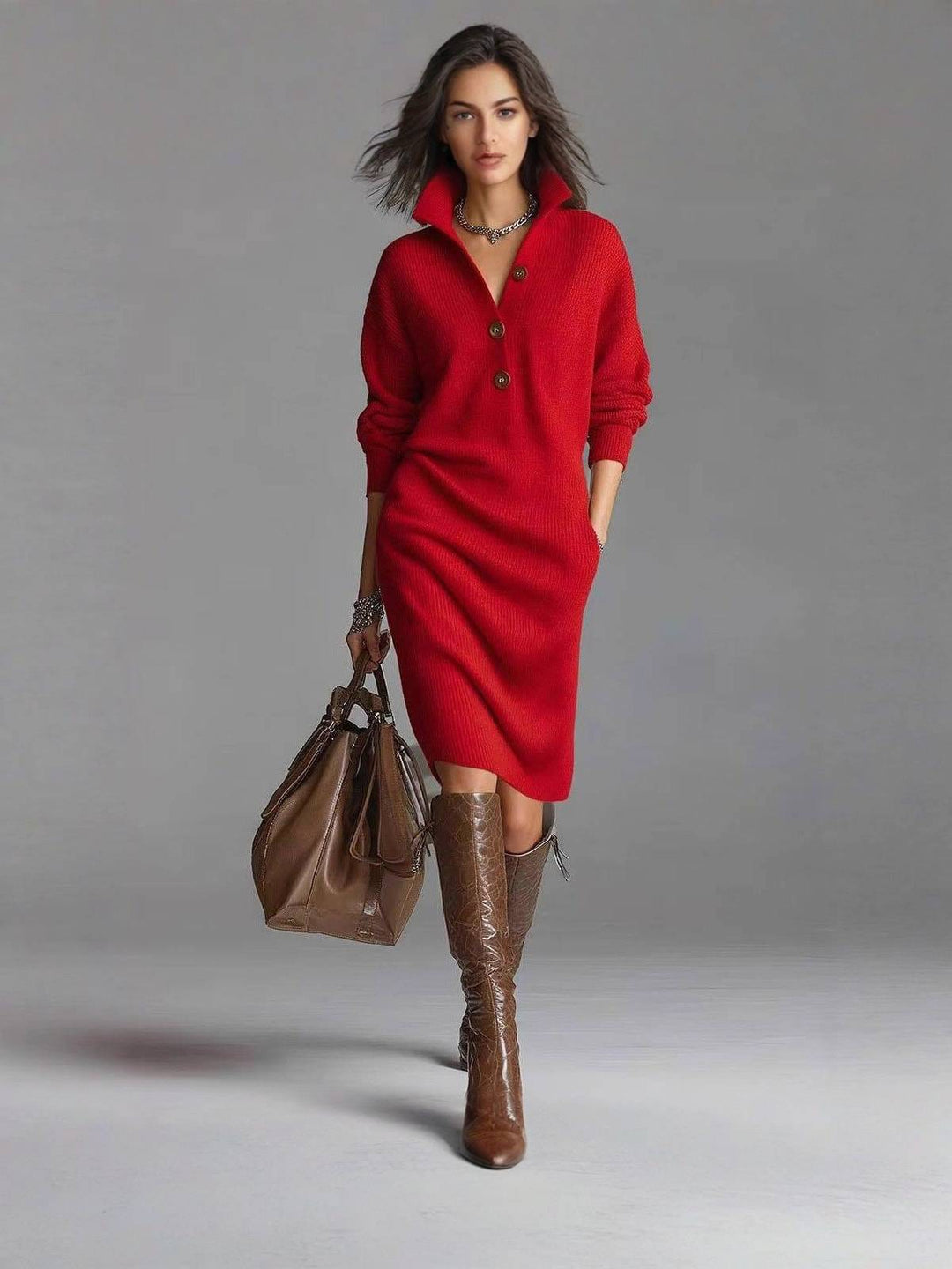 ROSAMUNDINA | ELEGANT BUTTON-UP JUMPER DRESS