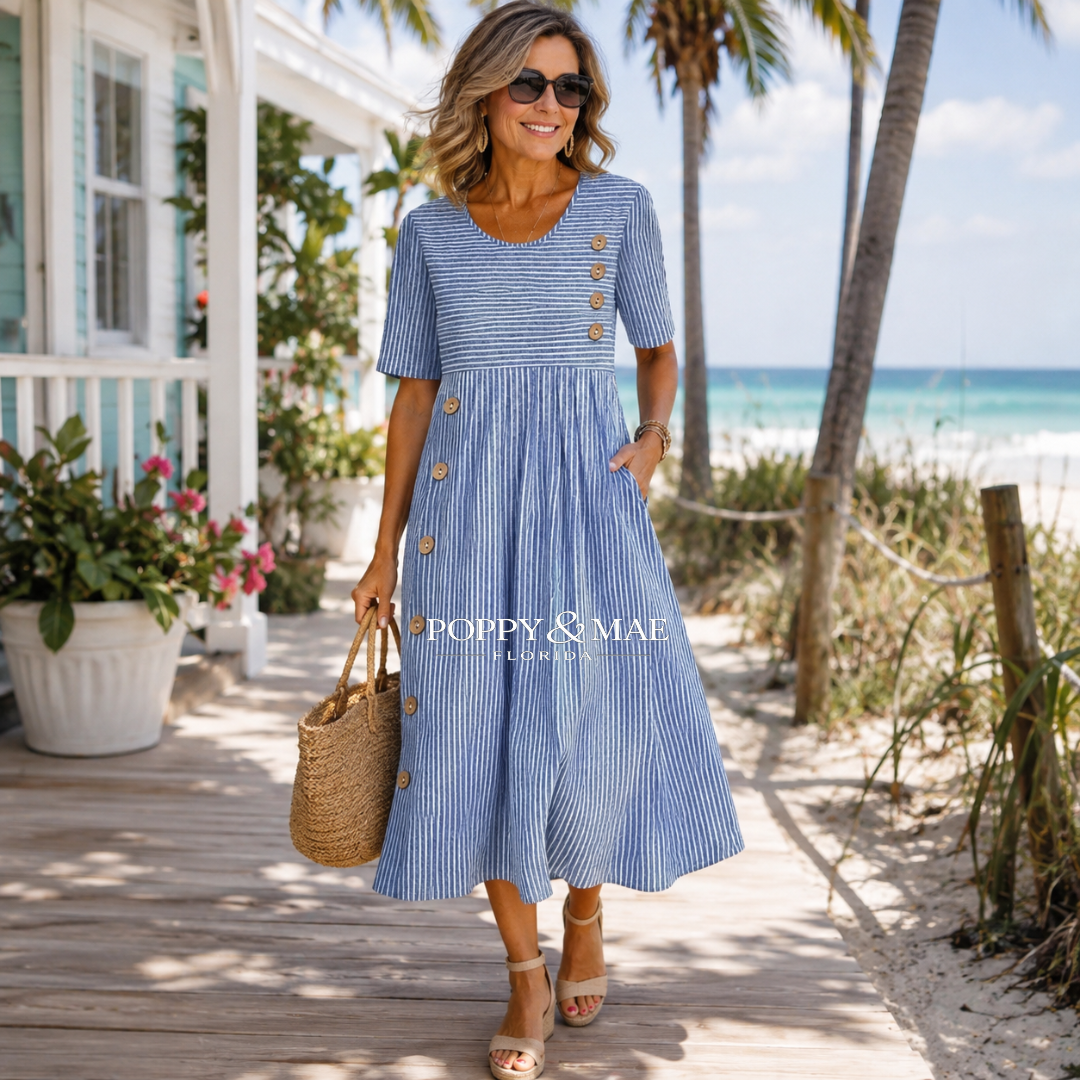 Wanda™ Striped Midi Dress-1