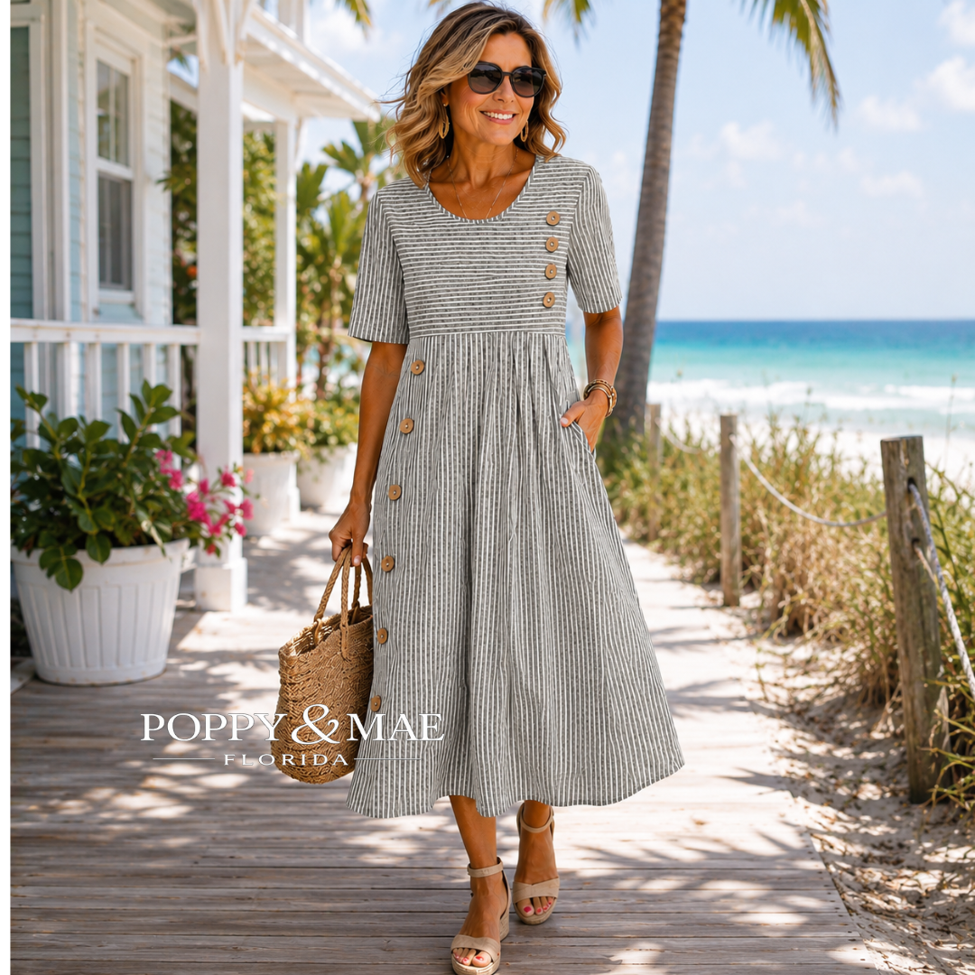Wanda™ Striped Midi Dress-1