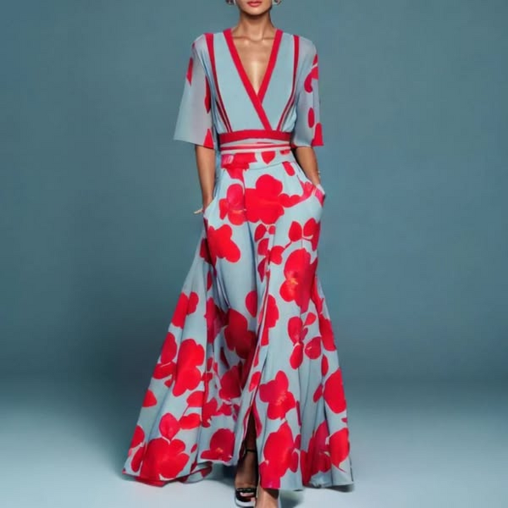 Hazel -  Elegant Floral Wrap Dress