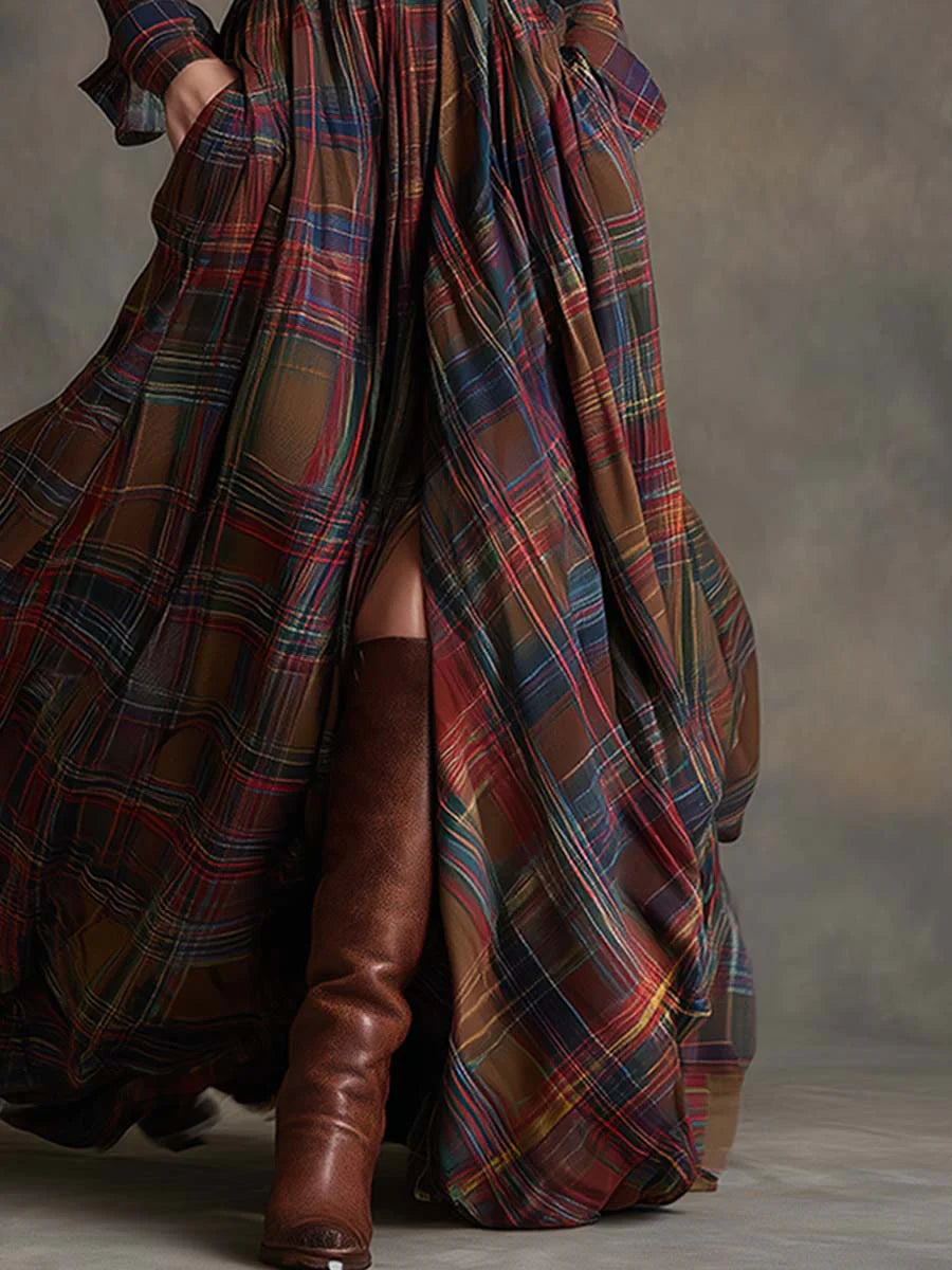 Beatriz | Retro Checkered Maxi Dress