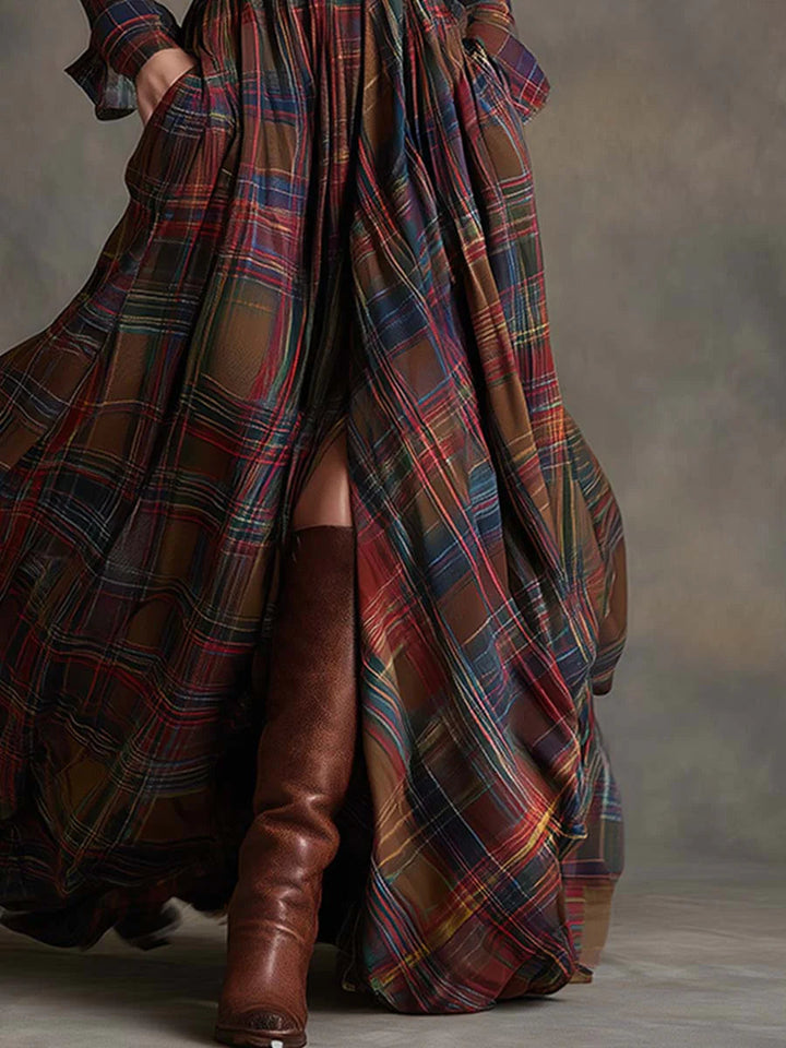 Beatriz | Retro Checkered Maxi Dress