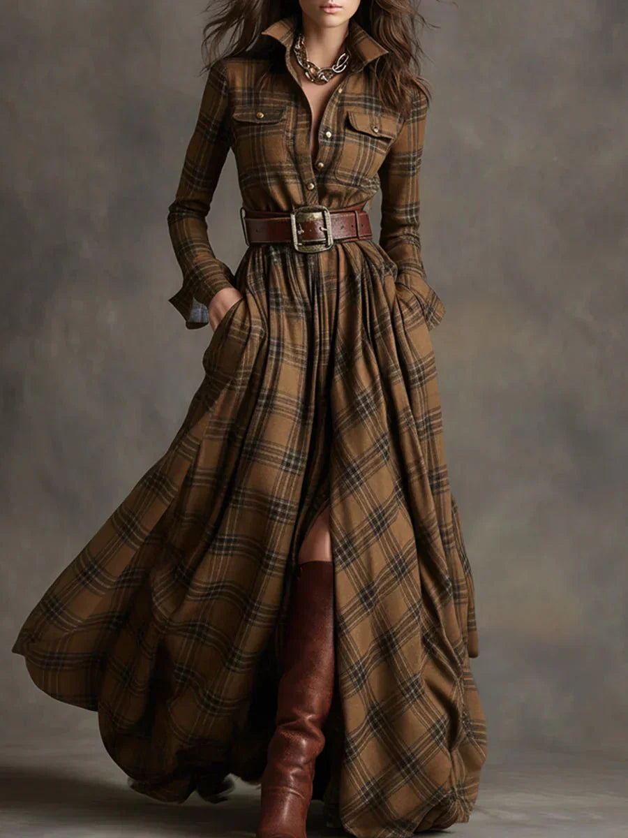 Beatriz | Retro Checkered Maxi Dress