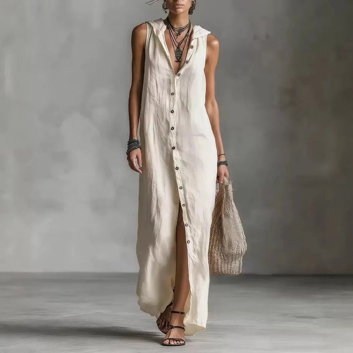 Penélope | Elegant Casual Midi Dress with V-Neckline