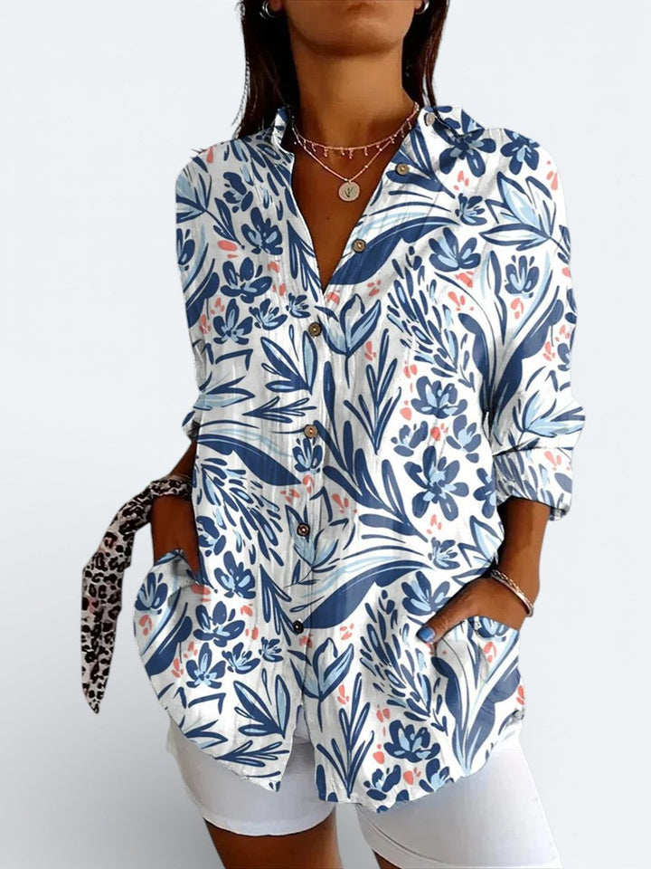 Valeria - Vibrant Artistic Button-Up Blouse