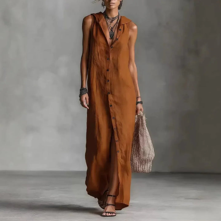 Penélope | Elegant Casual Midi Dress with V-Neckline