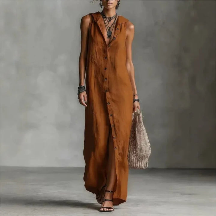 Penélope | Elegant Casual Midi Dress with V-Neckline
