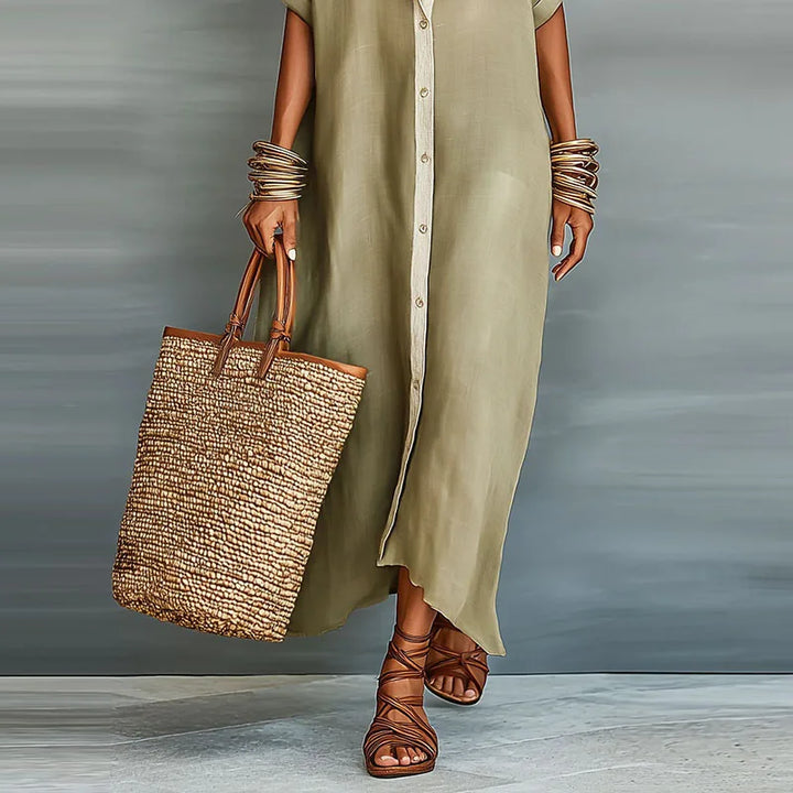 Anastasia™  | Long Button-Down Shirt Dress