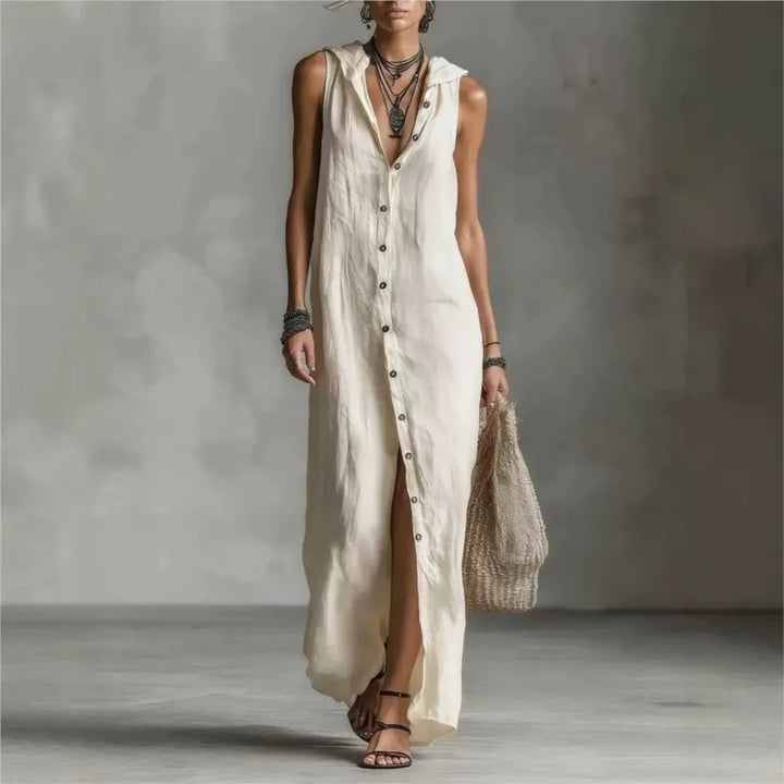 Penélope | Elegant Casual Midi Dress with V-Neckline