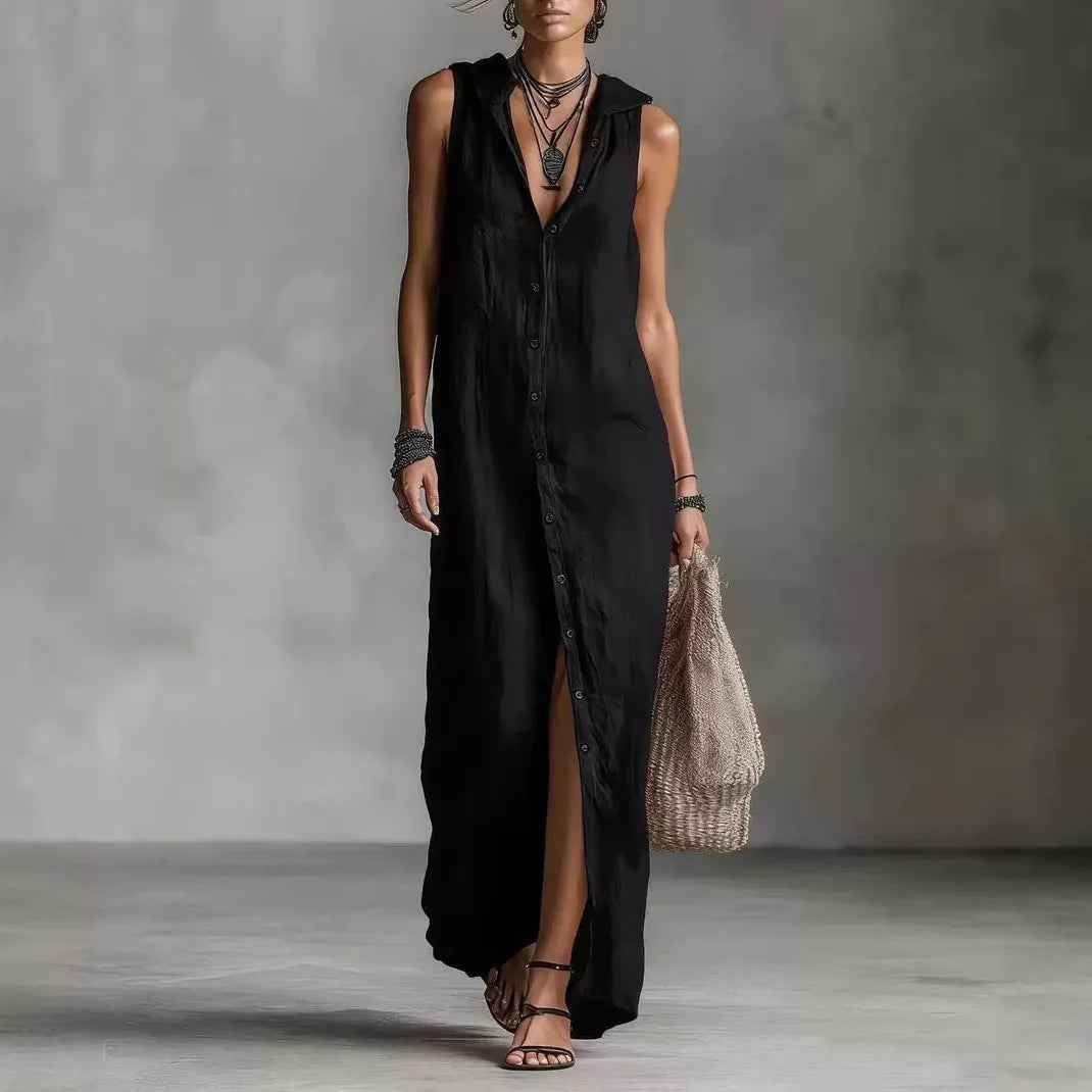 Penélope | Elegant Casual Midi Dress with V-Neckline