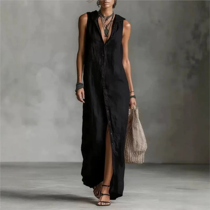 Penélope | Elegant Casual Midi Dress with V-Neckline