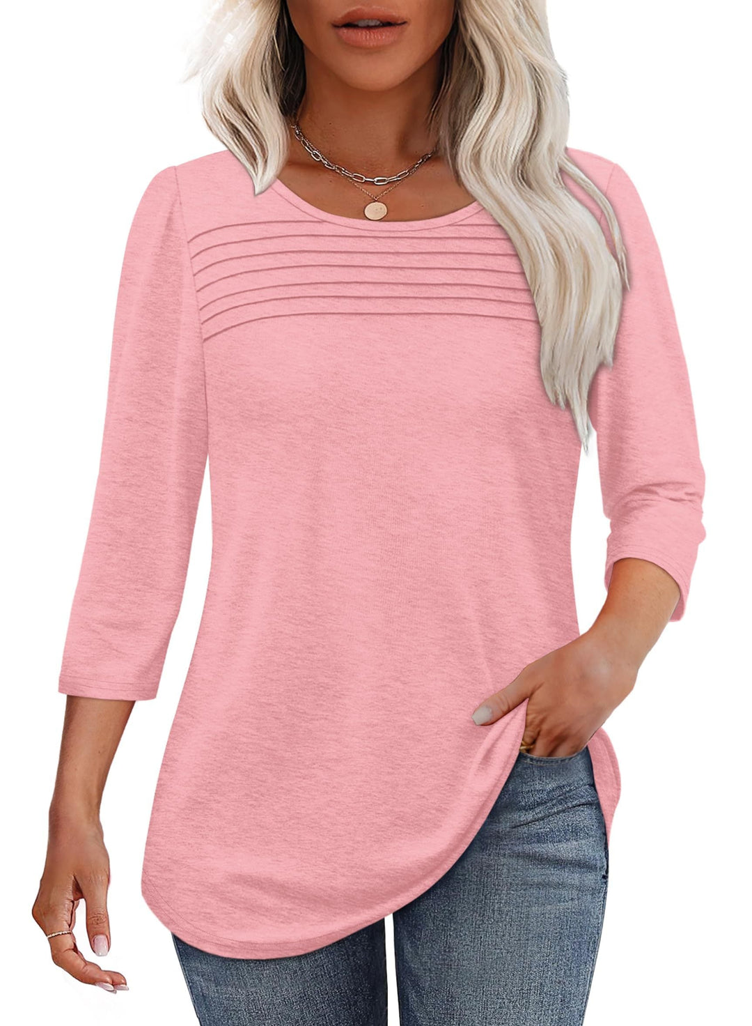 Mona | Pleated 3/4 Sleeve Top