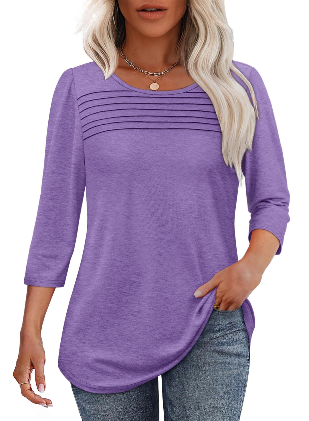 Mona | Pleated 3/4 Sleeve Top