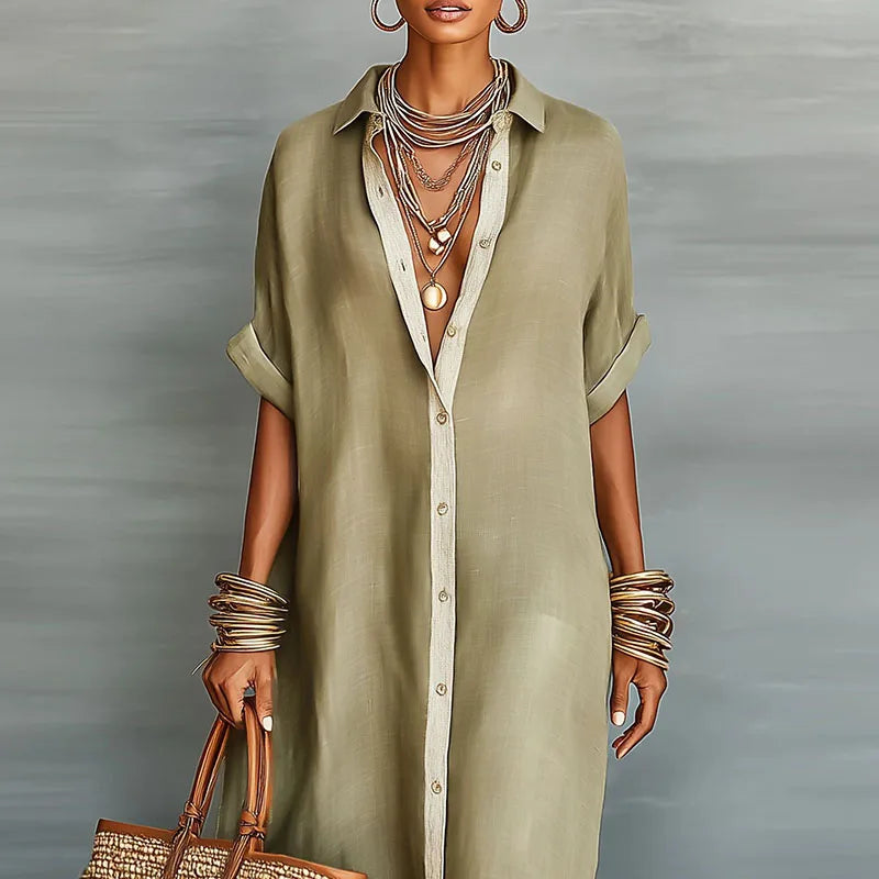 Anastasia™  | Long Button-Down Shirt Dress