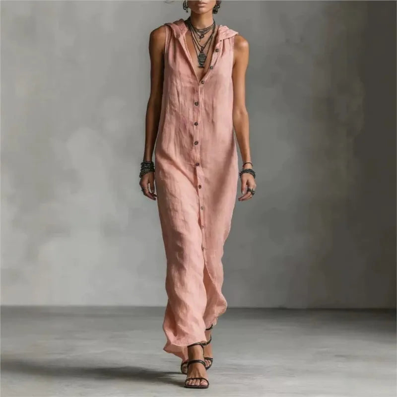 Penélope | Elegant Casual Midi Dress with V-Neckline