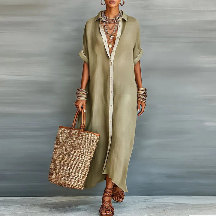 Anastasia™  | Long Button-Down Shirt Dress