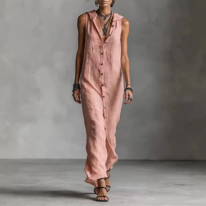 Penélope | Elegant Casual Midi Dress with V-Neckline