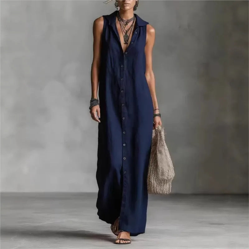 Penélope | Elegant Casual Midi Dress with V-Neckline
