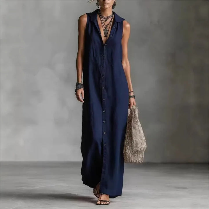 Penélope | Elegant Casual Midi Dress with V-Neckline