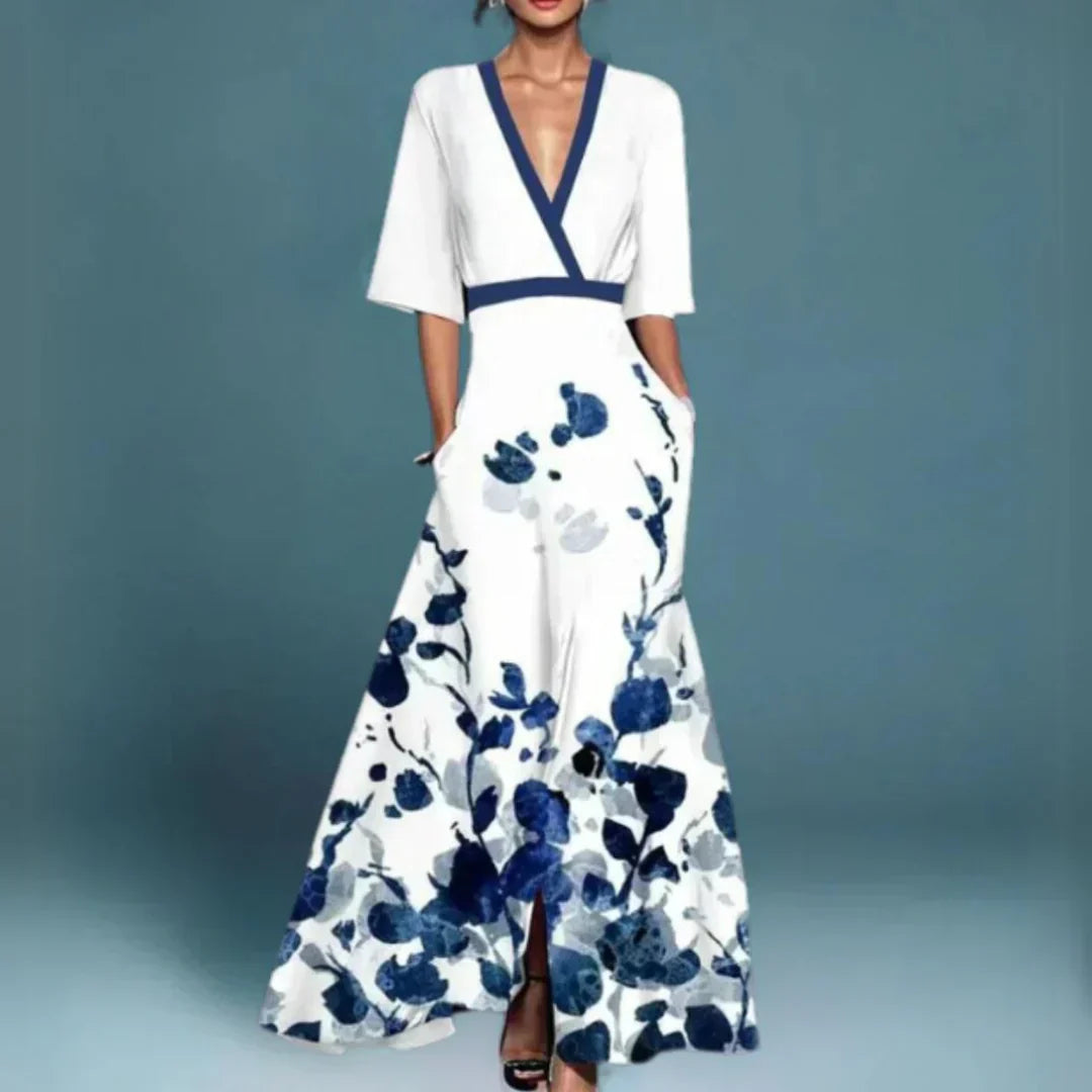 Hazel -  Elegant Floral Wrap Dress