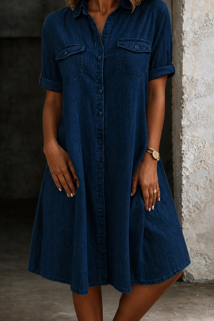 Patricia | Casual Denim Style Midi Dress