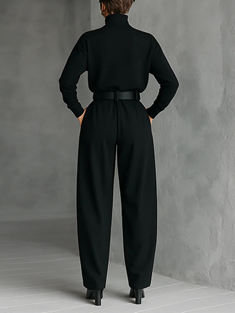 Chic All-Black Two-Piece Set