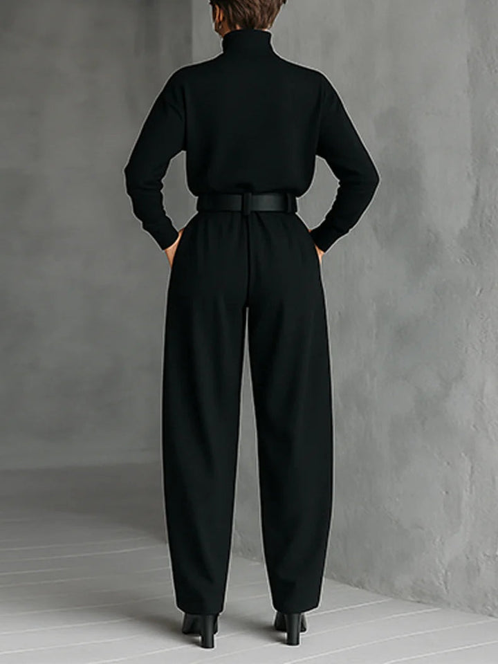 Chic All-Black Two-Piece Set