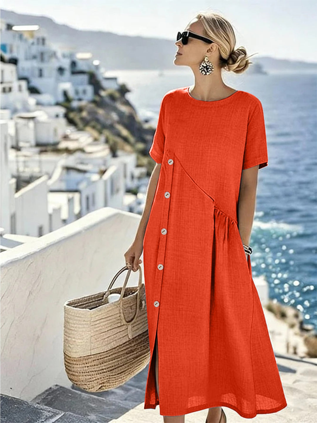 Anita | Smocked Waist Midi Dress with Pockets