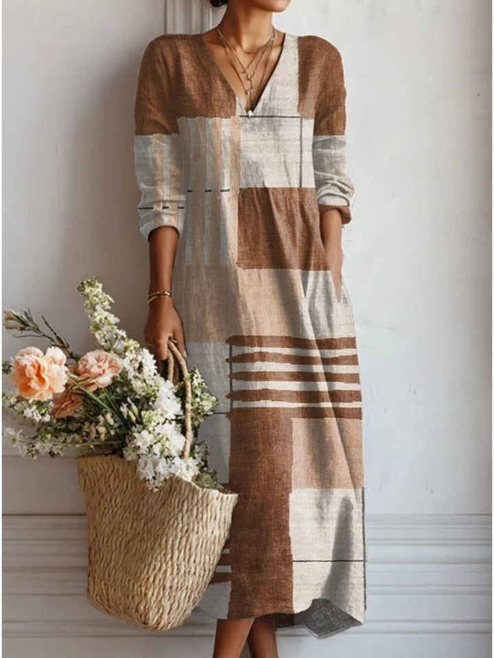Literary Plant Print Pocket A-Line Dress