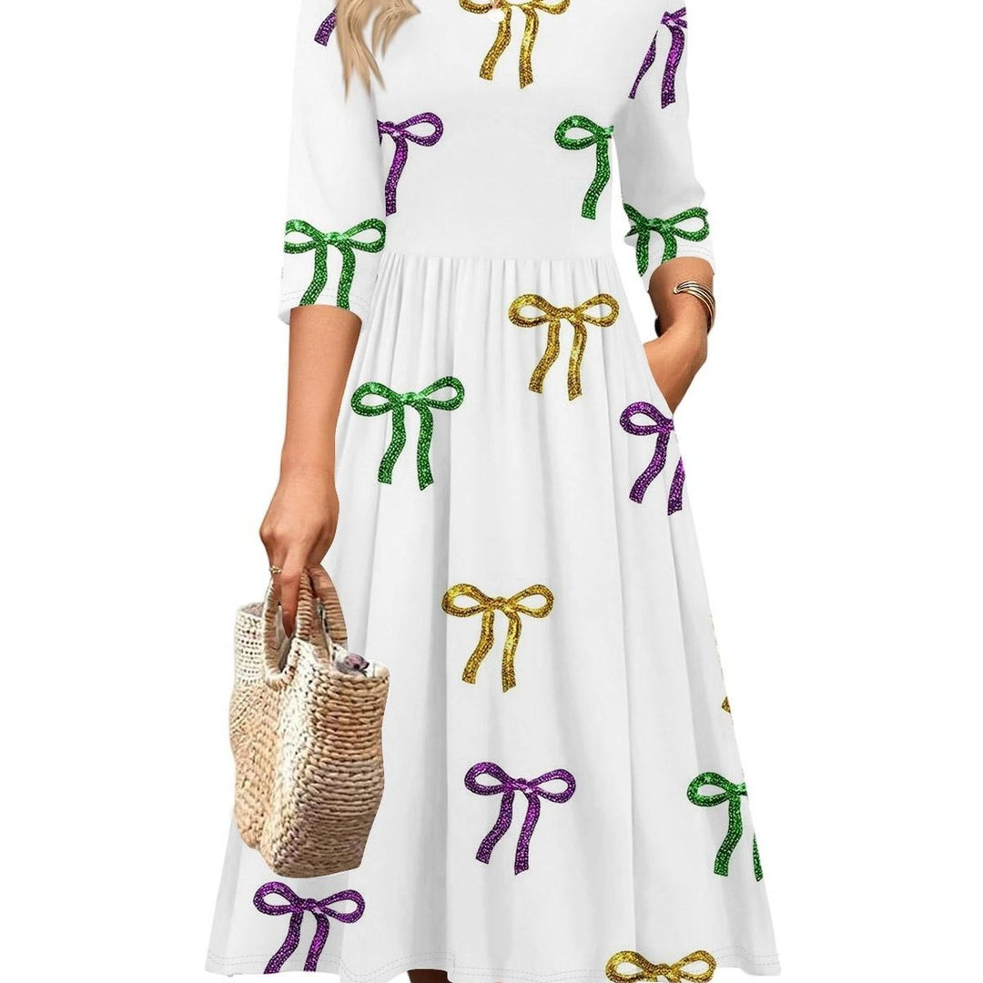 Jesslyn | Flowy A-Line Midi Tshirt Dresses with Pockets