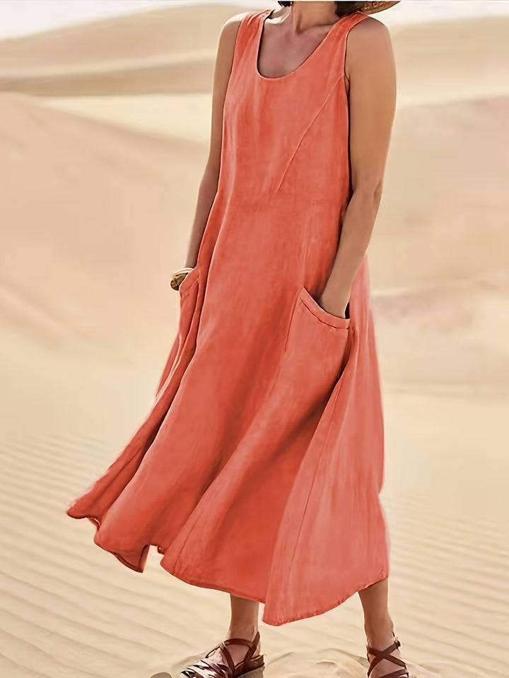 Abigail | Casual Summer Sleeveless Round Neck Women'S Maxi Dress