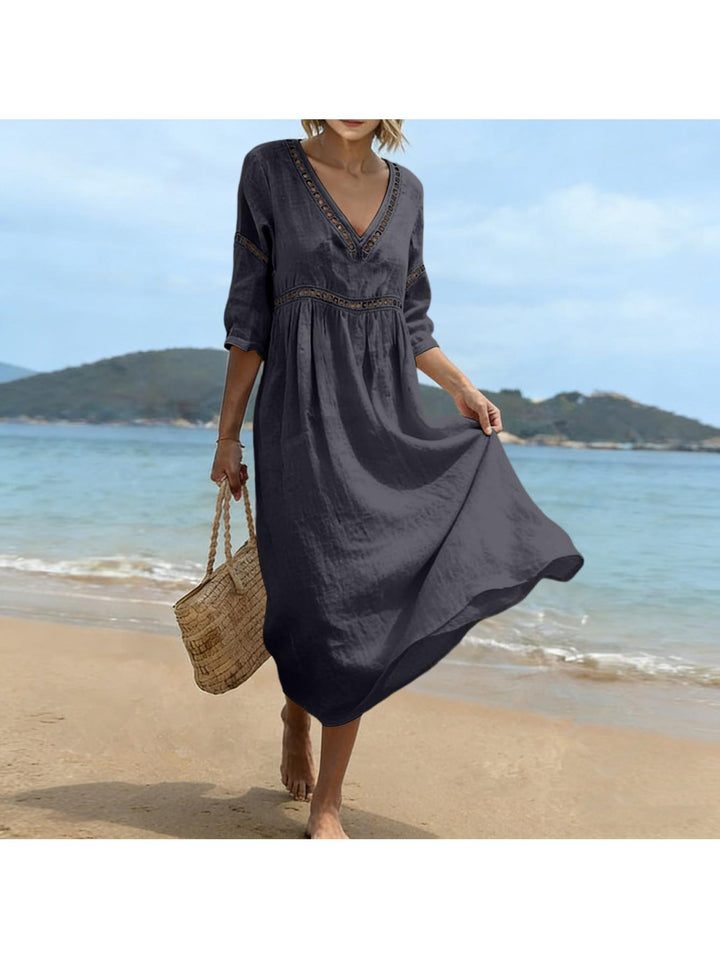Addison | Semi Linen V-neck dress