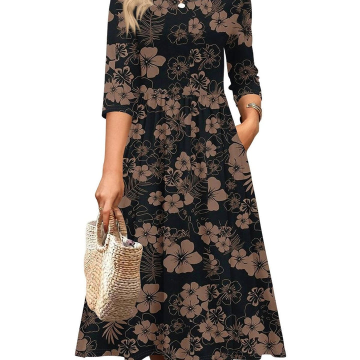 Jesslyn | Flowy A-Line Midi Tshirt Dresses with Pockets