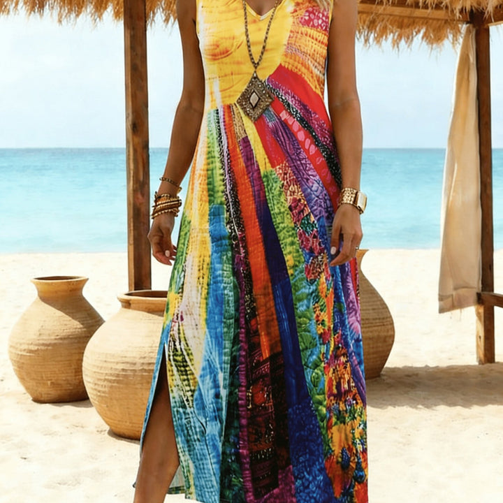 Britt | Sleeveless Boho Print Dress