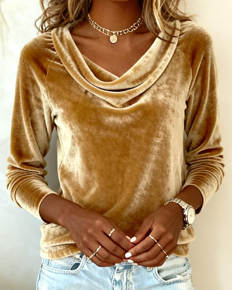 Margaret - Luxurious Velvet Drape-Neck Top