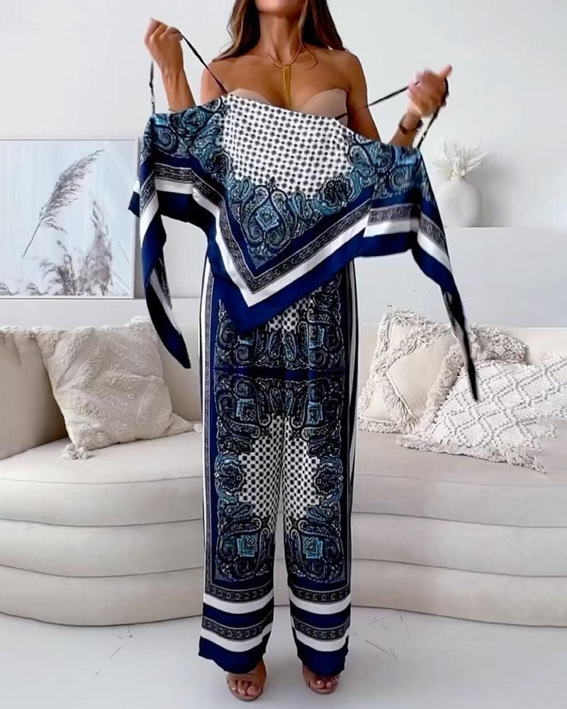 Helen | Vacation Ready Stylish Lace-Up Vest & Pants Two-Piece Set Dress